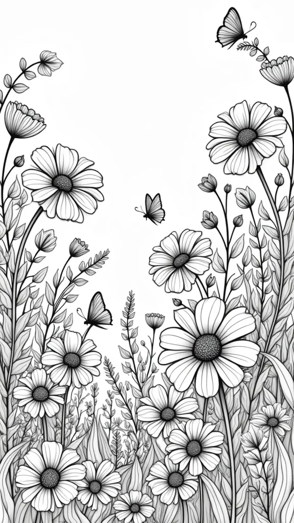 coloriage de fleurs sauvages